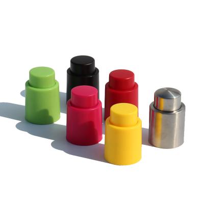 China Best Selling Plastic Rubber Integrated Type Viable Vacuum Pump Wine Bottle Silicone Press Caps Vacuum Wine Stopper for sale