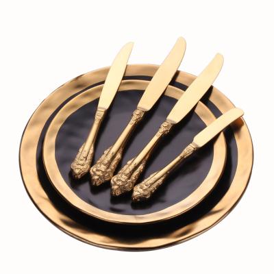 China Sustainable Wedding 304 Stainless Steel Flatware Set Custom Items Gold Plated Wholesale Cutlery Set for sale