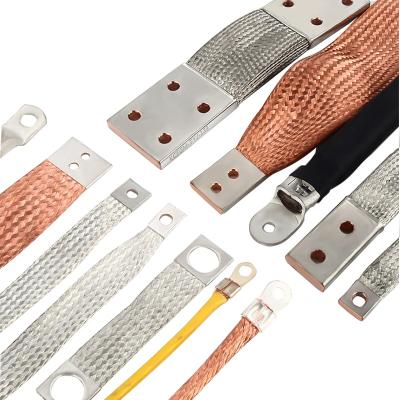 China Electrical connection bare copper braided expansion joint or flexible connector wire copper busbar tin plate for sale