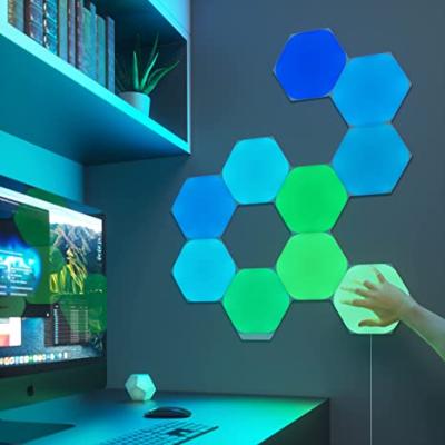 China Smart Light Sensor Control Bedroom Rhythm Quantum Wall Room Gaming Home Decor Lamp Led Decorative Smart Lights RGB Hexagon Lights for sale