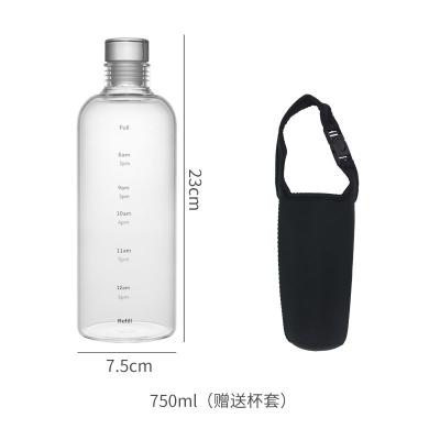 China Viable Wholesale Glass Water Bottle With Silicone Sleeve Glass Motivational Water Bottle Blue Glass Water Bottle for sale