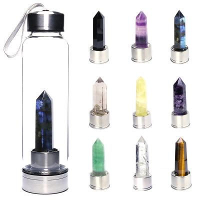 China Best Selling Viable Child Crystal Glass Water Bottle With Infused Elixir Crystal Water Bottle Gem Healing Natural Crystal Water Bottles for sale