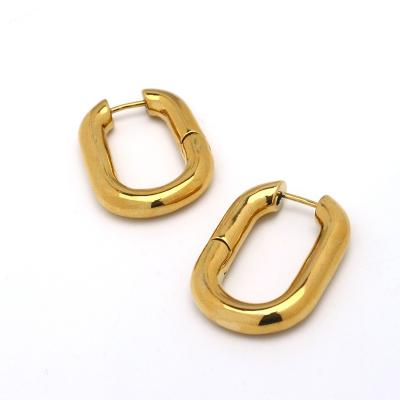 China Retro Minimalism ALLOY Geometric Oval Circle Earrings Brass Texture Gold Plated Earrings for sale