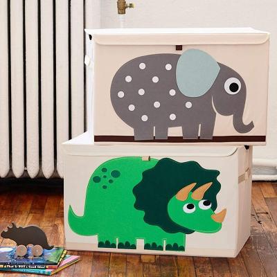 China Extra Large Natural Material Viable Toy Box Toy Chest with Cute Animals Pattern for sale