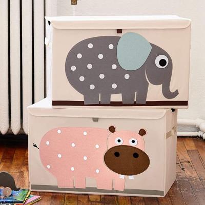 China Durable Canvas Toy Storage Boxes With Flip Top Lid Fun Large Toy Box Bin Organizer For Nursery for sale