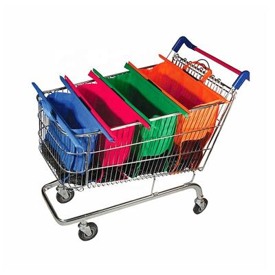 China Handled Durable Material Reusable Shopping Bag System Set Of 4 - Color Coded Grocery Cart Bags For Easy Organization, Compact Storage for sale