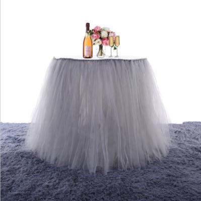 China American table skirt western style wedding banquet theme restaurant polyester Tablecover Table skirts for sale