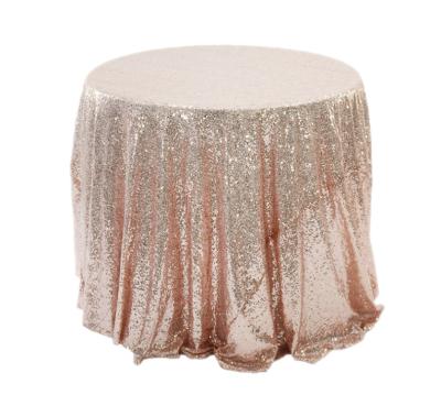 China Banquet Waterproof Fancy Table Cloth Event Birthday Party Cover Rose Gold Sequin Covered Decoration 120 Inch Wedding Round Table Cloth for sale