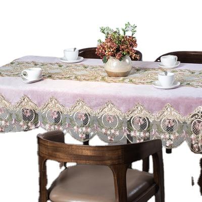 China Manufacturer Lace Table Cloth Wedding Decor Waterproof Velvet Tablecloth for sale