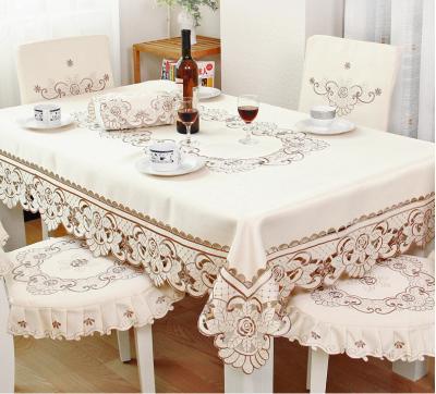 China American Style Hand Embroidery Designs Elegant Rectangle Lace Tablecloth Wedding Hotsell Embroidery Wedding Tablecloth Cheap Fabric for sale