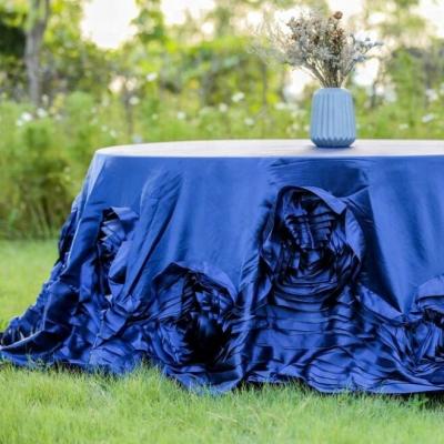 China American Wedding Rosette Flower Extra Style Luxury Tablecloth 120