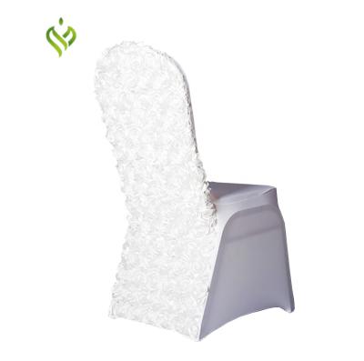 China Rosette Workmanship Chair Cloth Stretch Spandex Wedding Chair Covers Satin Flower Rosette Chair Decoration For Party /Banquet/Hotel/Home for sale