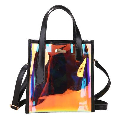 China Fashion /Colorful shoulder bag 2019 clean transparent laser hologram holographic handbag for women large capacity totes ladies fashion colorful shoulder bag for sale