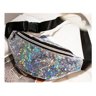 China Water Proof Sequin Women Girls Waist Bag Fanny Pack Running Zip Belt Money Pouch Vacation Bag for sale