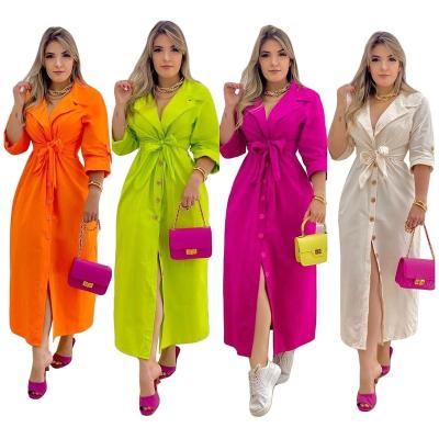 China 2022 Fashion Spring Autumn Winter Women Cardigans Anorak Coats Elegant Casual Maxi Dress Ladies Long Trench Coat Long V-Neck Coats Anti-wrinkle for sale