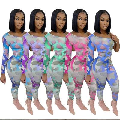 China 2022 New Antibacterial Wholesale Custom Made Logo Jumpsuit Women Fashion Stretchy Casual Summer Wear Shoulder Play Suits Long Sleeve Rompers for sale