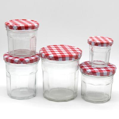 China High Quality Stocked 105ml 180ml 480ml Sealed Honey Jar Pickle Jar With Clear Round Tinplate Glass Lid for sale