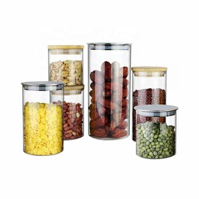 China Eco - Friendly Feature Borosilicate Glass Material Sustainable Glass Food Storage Jar With Stainless Screw Top Lid for sale