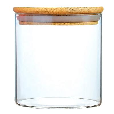 China Sustainable Kitchen Decoration 150ml 250ml 800ml 120ml Borosilicate Spices Glass Storage With Bamboo Lid for sale