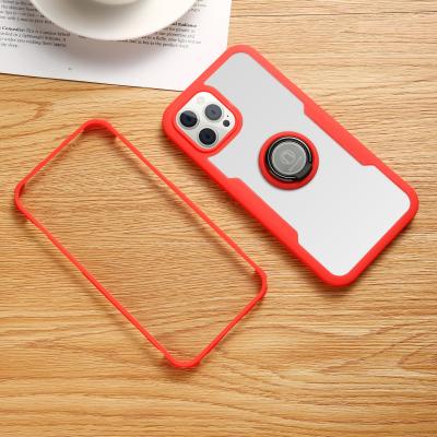 China Clear Anti-drop Phone Shockproof Cover Mobile Case For Iphone13 360 Full Cover Phone Case With Ring Holder for sale