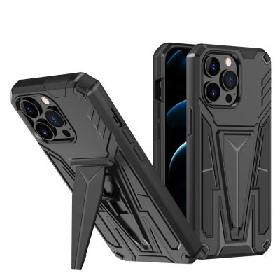 China Anti-fall Wholesale Hybrid Hidden Magnetic Kickstand iphone 13Pro Armor Phone Case For PC Tpu for sale