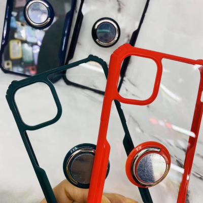 China Anti-drop 2 in 1 Cell Phone Case For Iphone Clear Slim Transparent Phone Cover With Ring Holder for sale