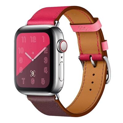 China Wholesale Rubber Watch Band For iwatch Contrast Color Leather Watch Band for sale