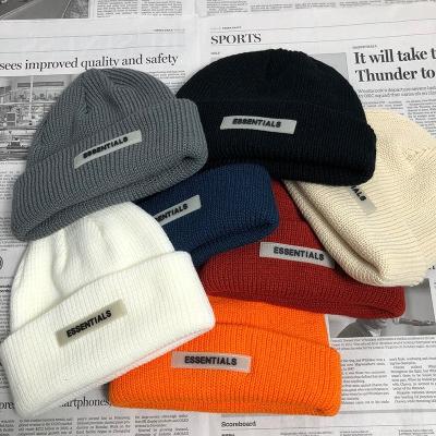 China JOINT Plain Unisex Cheap Beanies Autumn Winter Acrylic Knit Hat Solid Fashion Sport Striped Hot OEM Style Cloth Piece Pattern Design for sale