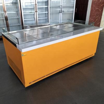 China Double-temperature Supermarket Good Quality Ice Freezer Table Seafood Island Freezer For Fish Butcher Shop Display Refrigerators Ice Counter for sale