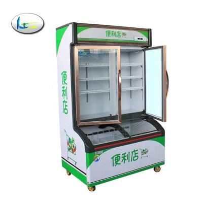 중국 Double-temperature commercial double temperature beverage refrigerator curved sliding door ice cream chest freezer for cold storage plant 판매용