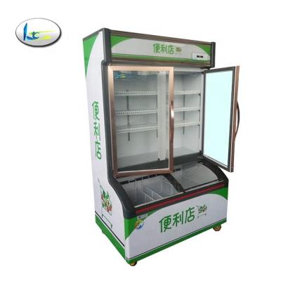 Chine Double-temperature Supermarket Deep Freezer Chest Freezer Glass Refrigerator and Freezers for Fresh Fruit and Ice Cream à vendre