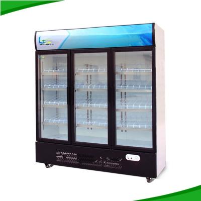 China Double-temperature upright three doors beer cooler doors freezer with glass doors en venta