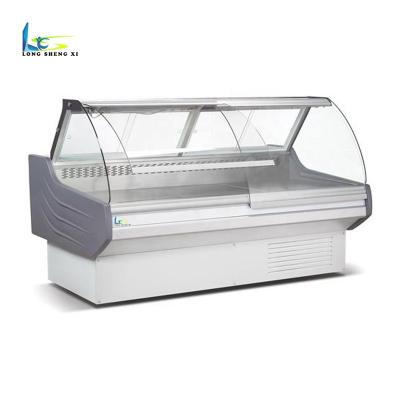 중국 Single-Temperature Factory Price Commercial Supermarket Display Cooler Curved Deli Food Meat Vegetable Display Glass Door Refrigerator 판매용