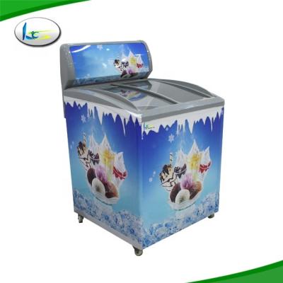 China Transparent Single-Temperature Ice Cream Slid Glass Display Freezer Cabinet for sale