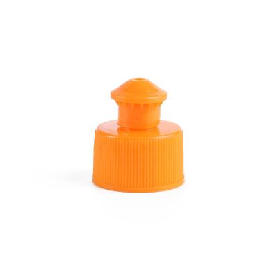 China Non Spill China Manufacturer 24mm 28mm Orange 32mm Plastic Water Bottle Push Pull Cap For Cleaner for sale