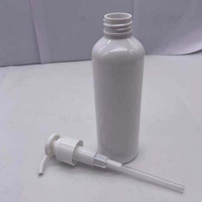 China Custom Design 200ML Petg Round Shape Luxury White Personal Care Products White Plastic Shampoo Bottle With Lotion Pump for sale