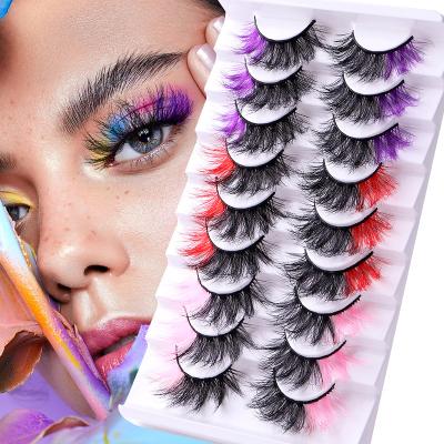 China Full Strip Lashes Cluster strip coloured lashes15mm-30mm Display Stand Mink Vendor Custom Packaging False Box Other Eyelashes Wholesale for sale