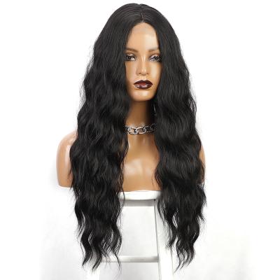 China Water Wave human hair wigs front lace split long roll wigs synthetic fiber headband for sale