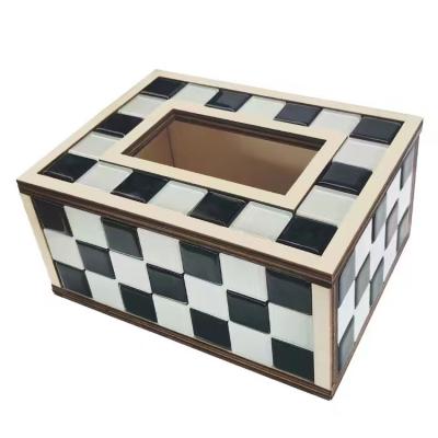 China Creative living room style living room tissue box light box American luxury crystal glass mosaics coffee table home for sale