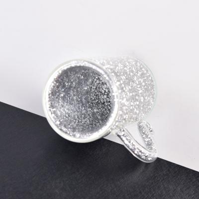 China Sustainable Resin+Glass Silver Glitter Personalized Customizable Drink Mug With Lidless Handle for sale