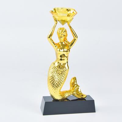 China Europe Best Design Resin Customs Fine Workmanship Direct Sales Metal Crafts Decor Mermaid Ornaments for sale