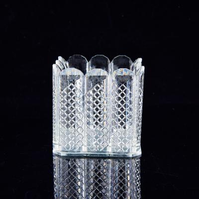 China Low Price Europe Desktop Transparent Crystal Pen Holder Custom Pen Holder for sale