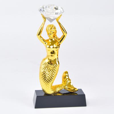 China Home Decoration New Arrival Candle Stands Mermaid Shape Custom Design Size Resin Candle Holders for sale