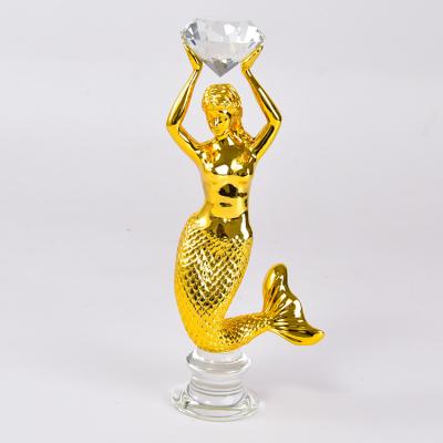 China Wholesale Home Decoration Sample Service Resin Crafts Unique Design Mermaid Look Resign Candelabra for sale