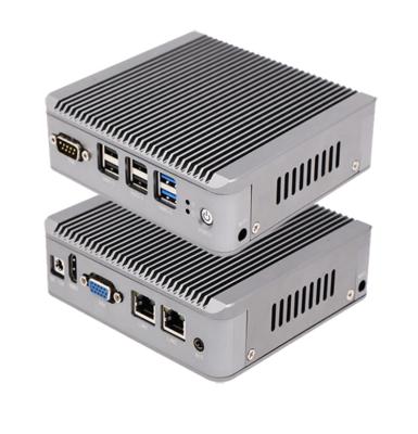 China Intel celeron J1900 quad core 2 nano fanless industrial desktop personal computer LAN 6USB 2COM Intel mini PC for traffic detection 134mm*126mm*40.6mm for sale