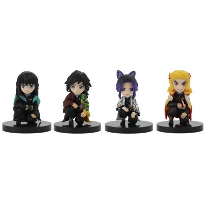 China Cartoon Toy 4pcs/set Tanjirou Nezuko Inosuke Zenitsu Giyuu Shinobu Q Version PVC Demon Slayer Action Numbers Brinquedo Toys for sale