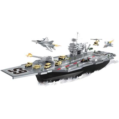 China ASQ TOY Military Model Aircraft Carrier Eco-friendly Material Helicopter Piece And Insert Color Box OEM Legoing Plastic Airplane Sets Toys for sale