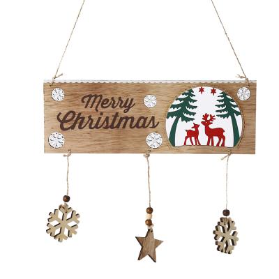 China ASQ TOY Hot Selling European Christamas House Decoration and American Shuanglu Door Wind Scene Pendant Props Christmas Decoration Wooden Signs for sale