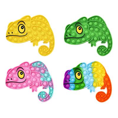 China Funny TOY 18.5x14.5cm New Cartoon Creative Silicone Food Grade ASQ Sound Good Chameleon Busy Person Toys For Kids Adults for sale