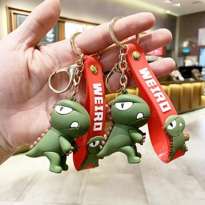 China 15 Years China Manufacturer Promotional Gift Custom Cute Design 3D PVC Keychains Custom Made Dinosaur Light Blue Keyring Environmental Friendly for sale